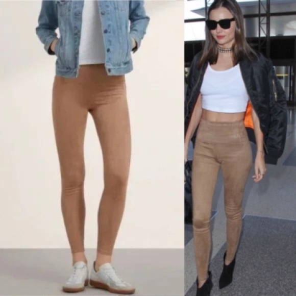 Wilfred Free Daria Tan Vegan Faux-suede Legging Pants Extra Small XS Super Soft - Picture 1 of 7